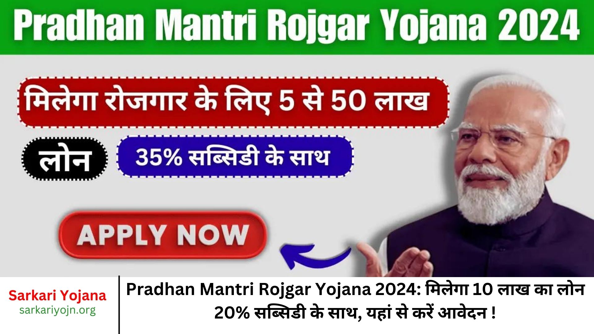 Pradhan Mantri Rojgar Yojana 2024 मिलेगा 10 लाख का लोन 20% सब्सिडी के साथ, यहां से करें आवेदन !