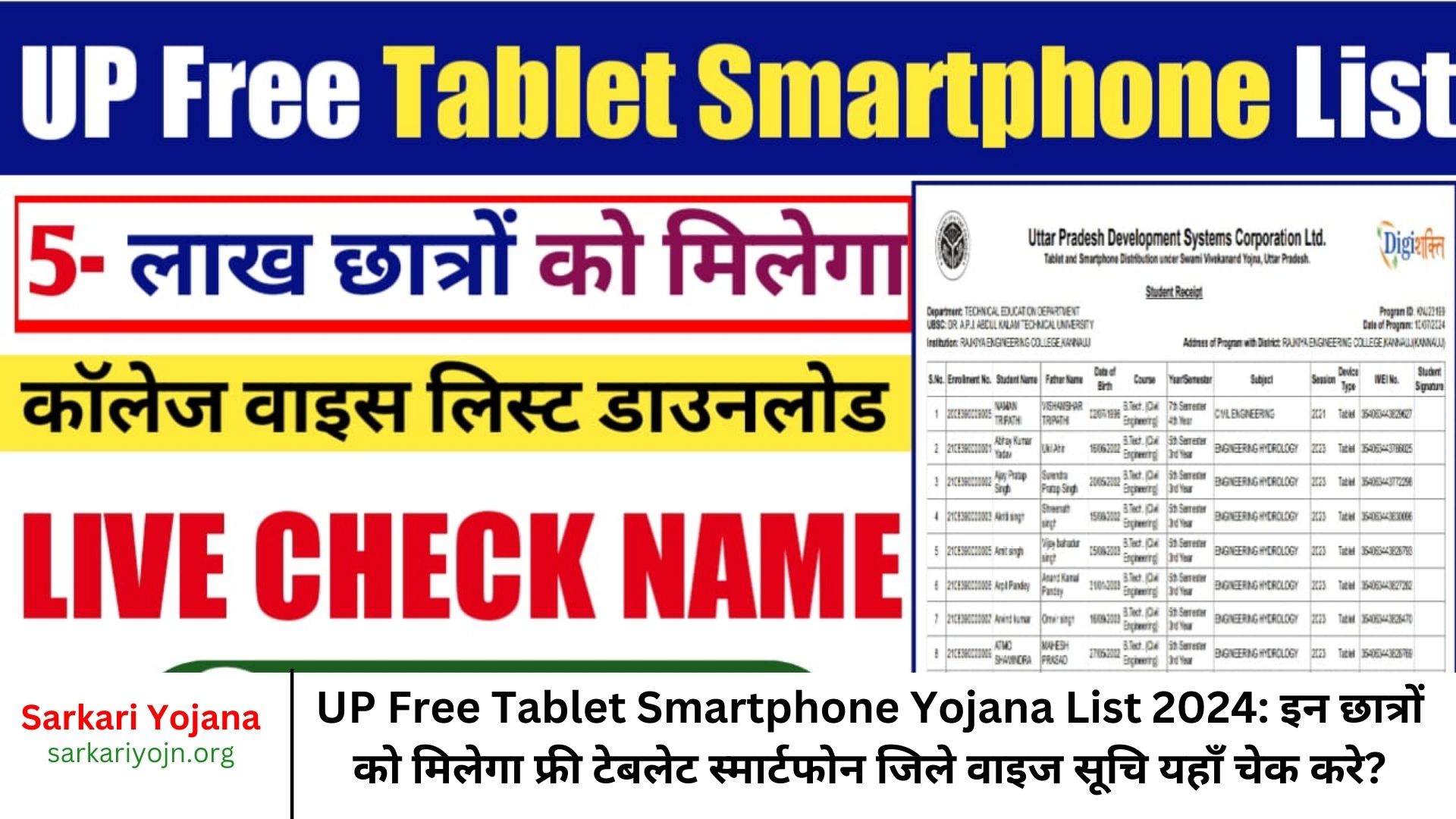 UP Free Tablet Smartphone Yojana List 2024: इन छात्रों को मिलेगा फ्री टेबलेट स्मार्टफोन जिले वाइज सूचि यहाँ चेक करे?